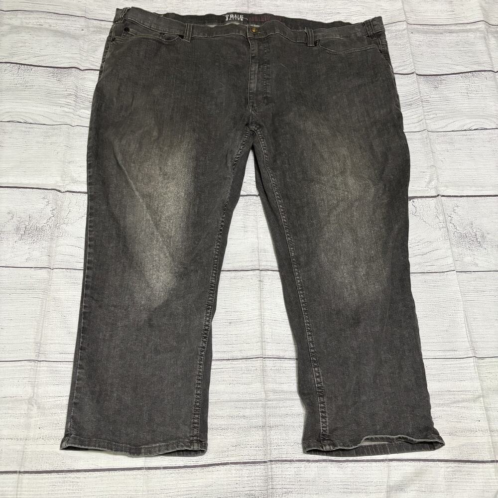TRUE NATION Men's 52x28 Athletic Fit Jeans Dark Gray Faded Denim Big & Tall